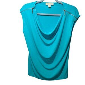 Michael Kors Cowl Neck Zipper Shoulder Sleeveless blue size: M